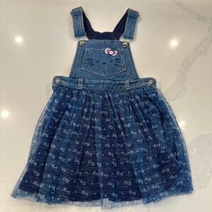 3/27$ Hello Kitty Denim and Navy Tulle Skirt Overall Dress size 5